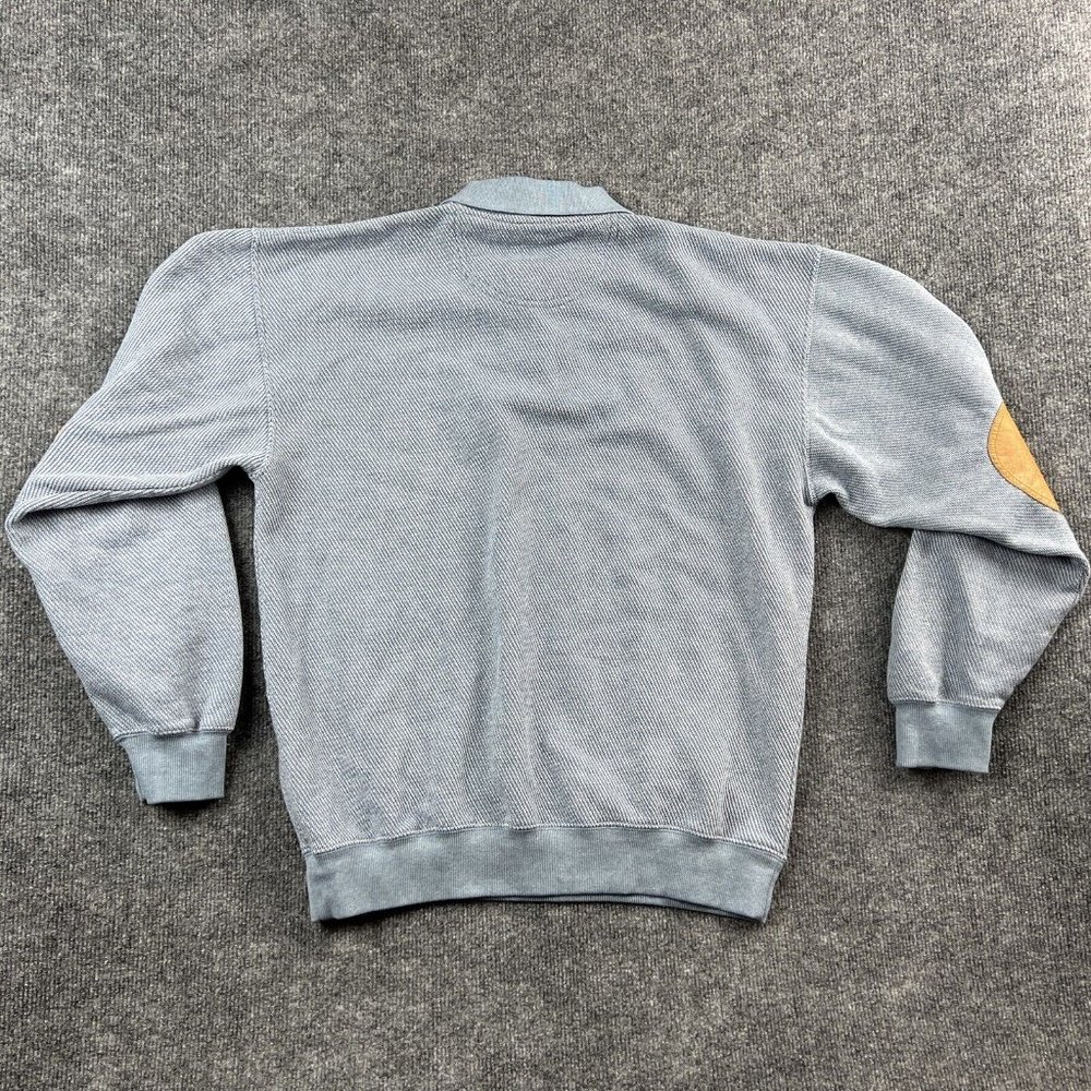 Orvis Men Medium Sweater Leather Elbow Patches Button Up Polo Shirt Pullover - Picture 11 of 11